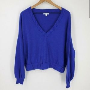 Abound V-Neck Knit Sweater Blue Clematis NWT
